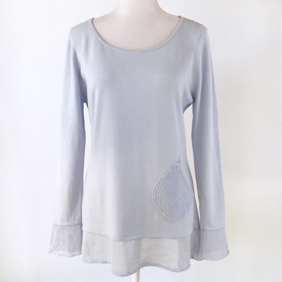 Lisa Todd Sweaters - Lisa Todd mesh panel pocket sweater sky blue S